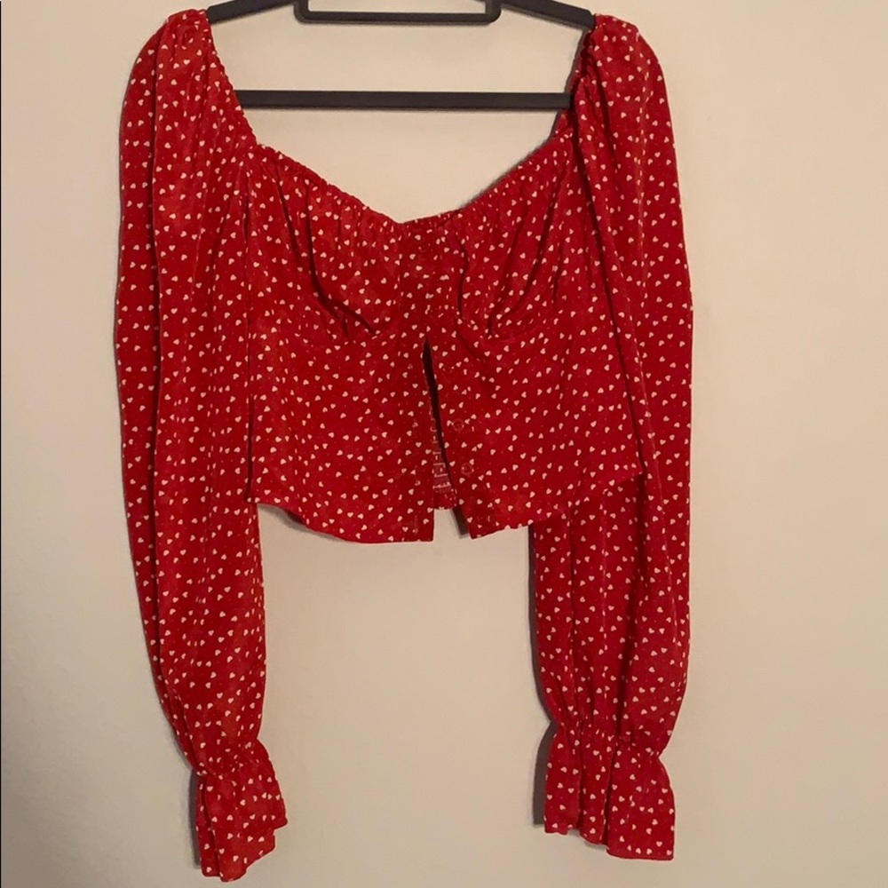 Heart Patterned Crop Top - image 1